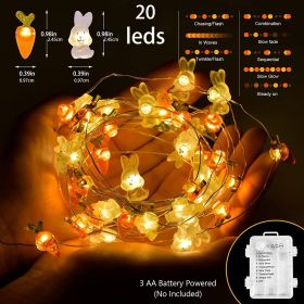 Bunny Carrot String Lights 20 LED Battery Operated