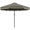 Patio Umbrella 9ft, Outdoor, Tilt Crank, Ruffled Design, 8 Ribs, Dark Gray, for Garden Deck Pool