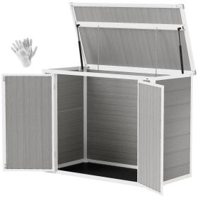 4.7 x 2.5FT Outdoor Horizontal Storage Shed, Lockable Trash Can Storage with Chain Lid, Gray