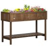 Outsunny Elevated Planter Box Wooden with 8 Slots Dark Brown