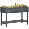 Outsunny Elevated Planter Box Stand Wooden with 8 Slots Dark Grey