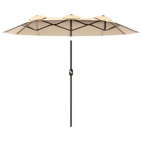 9.5' Outdoor Market Umbrella with Push Button Tilt & Crank, Brown