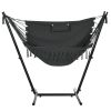 Hammock Chair with Stand Dark Gray, Side Pocket Headrest