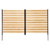 Wood Privacy Fence, 38" W x 42" L, 2-Panel Slatted Air Conditioner Fence Screen, Pool Equipment Enclosure with Metal Stakes, Easy DIY Installation