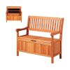 33 Gal Outdoor Wood Storage Bench 2-Person Outdoor Seating