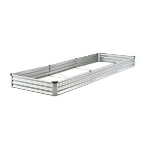 Metal Raised Garden Bed 12x4x1 ft Outdoor Galvanized Planter Box Silver