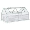 Raised Garden Bed 6x3 ft with Greenhouse Cover & Roll-Up Windows for Vegetables Silver