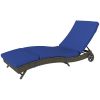 Outdoor PE Rattan Sun lounger with Adjustable Backrest and 2 Wheels Dark Blue