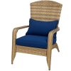 Outsunny Patio Adirondack Chair with Rattan Wicker, Soft Cushions Dark Blue