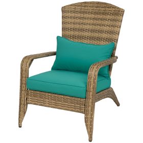 Outsunny Patio Adirondack Chair with Rattan Wicker, Soft Cushions Sky Blue