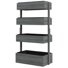 Outsunny 4-Tier Wooden Garden Box Gray