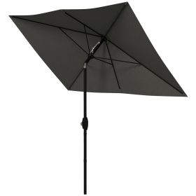 Patio Umbrella: 6.5x10, Dark Gray, Rectangular