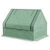 Metal Raised Garden Bed with Greenhouse, Small Planter Box with Green & Silver Cover for Outdoor Gardening