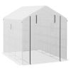 Spacious Portable Greenhouse with Mesh Door, Shelves, and Plant Labels - 8x6 ft, White