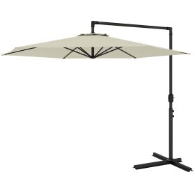 9.5FT Offset Patio Umbrella with Crank Cross Base Round Hanging Cantilever for Pool Backyard Deck Garden