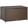 Outsunny Outdoor Deck Box, PE Rattan Wicker with Liner,  Brown