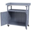 Outsunny Outdoor Potting Bench with Storage Cabinet Aluminum Tabletop Gray