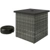 Outsunny Wicker Side Table with 1.5" Umbrella HoleMixed-Gray