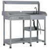 Outsunny Wooden Potting Bench Table Gray with Removable Sink