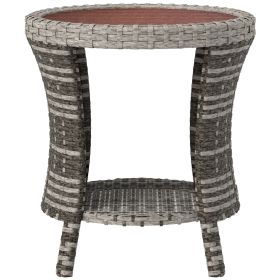 Outsunny 18" Wicker Outdoor Coffee Table Mixed Gray