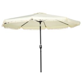 9ft Outdoor Market Table Umbrella with Fringed Tassels and 8 Ribs