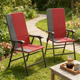 Terrace folding chair set of two, red