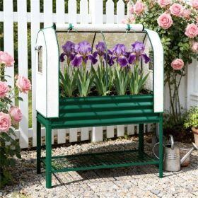 Elevated garden bed, greenhouse, suitable for planting, Green