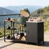 Barbecue grill, barbecue table, storage cabinet, black