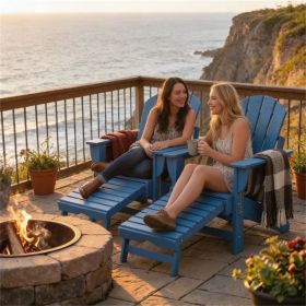 Folding chair 2-piece set, sun chair, courtyard chair, blue