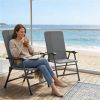 Folding chair, terrace chair set of two, camping chair, outdoor chair, light gray