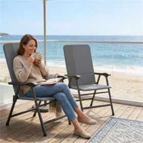 Folding chair, terrace chair set of two, camping chair, outdoor chair, light gray