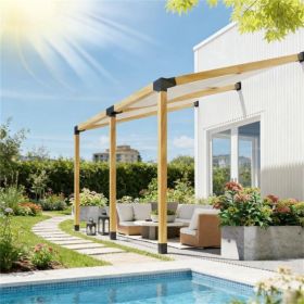 Rattan frame with black brackets for wall mounted pergold