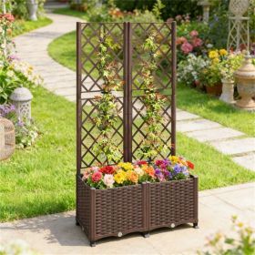 Flower pot, elevated garden bed, plant rack, brown