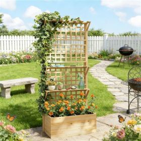 Elevated garden bed, flowerpot box, plant rack, natural