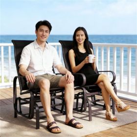 A set of two sliding lounge chairs, courtyard chair, outdoor chair, brown