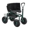 Rolling Garden Cart with Swivel Seat Backrest