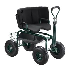 Rolling Garden Cart with Swivel Seat Backrest