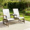 Outdoor rocking chair, double sofa with table, garden chair, cream white