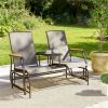 Outdoor rocking chair, double sofa with table, garden chair, Light Mixed Brown