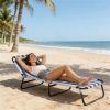 Foldable sun chairs, beach chairs, outdoor chairs, lounge chairs, camping beds, blue and white