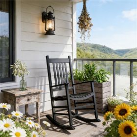Wooden outdoor lounge chair, rocking chair, armchair, garden chair, black