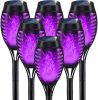IkeeRuic Purple Halloween Solar Lights with Flickering Flame