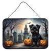 NEW Affenpinscher Spooky Halloween Wall or Door Hanging Prints Aluminum Metal Sign Kitchen Wall Bar Bathroom Plaque Home Decor, 8HX12W, Multicolor