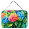 NEW Hydrangeas in Watercolor Wall or Door Hanging Prints Aluminum Metal Sign Kitchen Wall Bar Bathroom Plaque Home Decor, 8HX12W, Multicolor