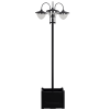 74.5" 3-head Solar Lamp Post with Planter Black