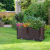 Raised Garden Bed Planter 23x12x14 Self-watering, Brown Rattan