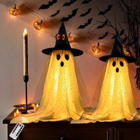 2Packs Halloween Decorations Outdoor,Halloweens Party Decoration Indoor,Spooky Ghost with Remote Control String Lights