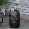 Round Hollow Drum Patio End Table Black