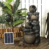 Solar Water Fountain 28.3 4-Tier Resin Cascading Jars Stacked Stones with LED Lights Outdoor Decor
