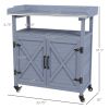 Outsunny Outdoor Potting Bench with Storage Cabinet Aluminum Tabletop Gray